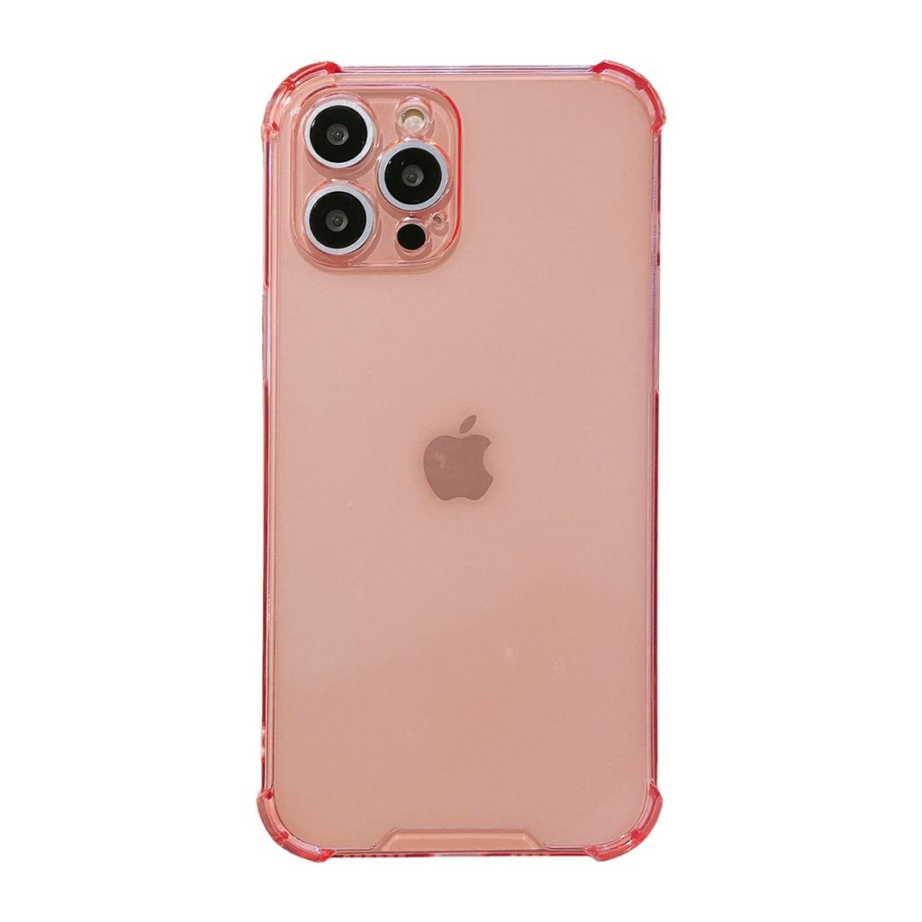 Applicable To iPhone14 Four-corner Anti-drop Fluorescent Case Creative Color Transparent Solid Color Anti-drop Mobile Phone Case Apple 15PROMAX