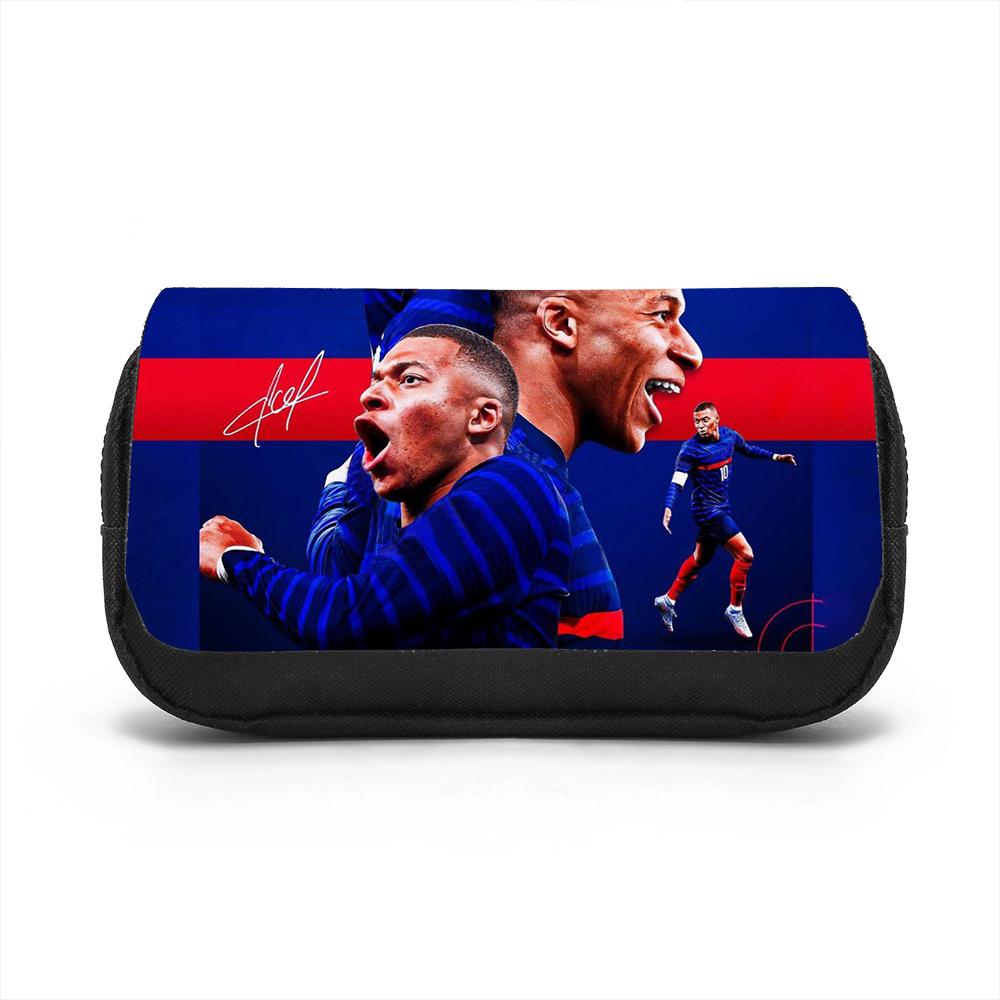 Borsa Organizer per Cancelleria di Grande Capacità M-Mbappe Astuccio a Doppio Strato Stella del Calcio Studenti Borsa per Penne