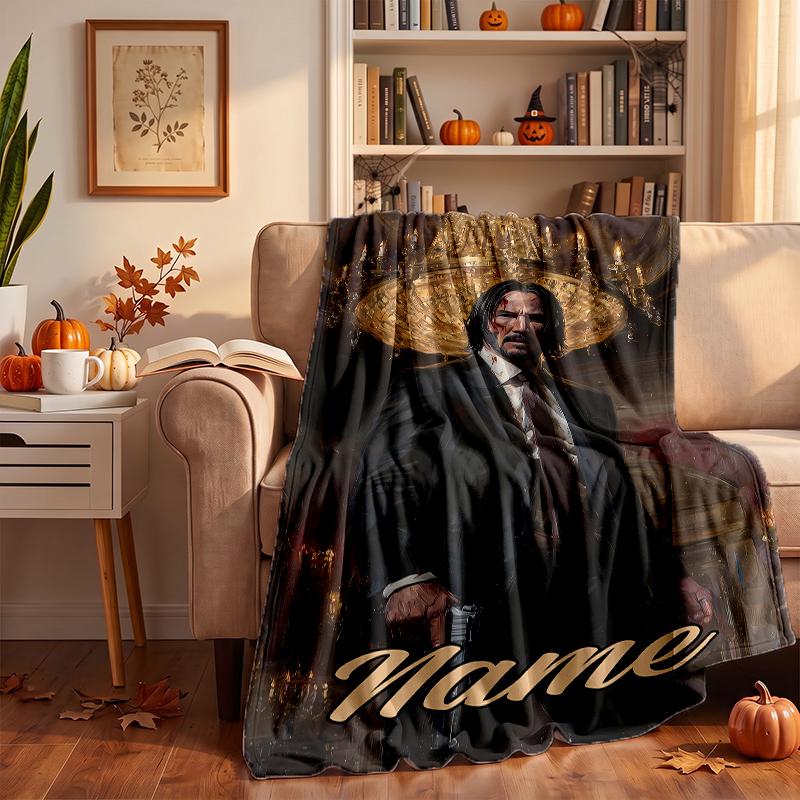 Baba yaga John wick Custom Flannel Blankets Soft Warm Cozy Throws for Home Decor Holiday Gifts