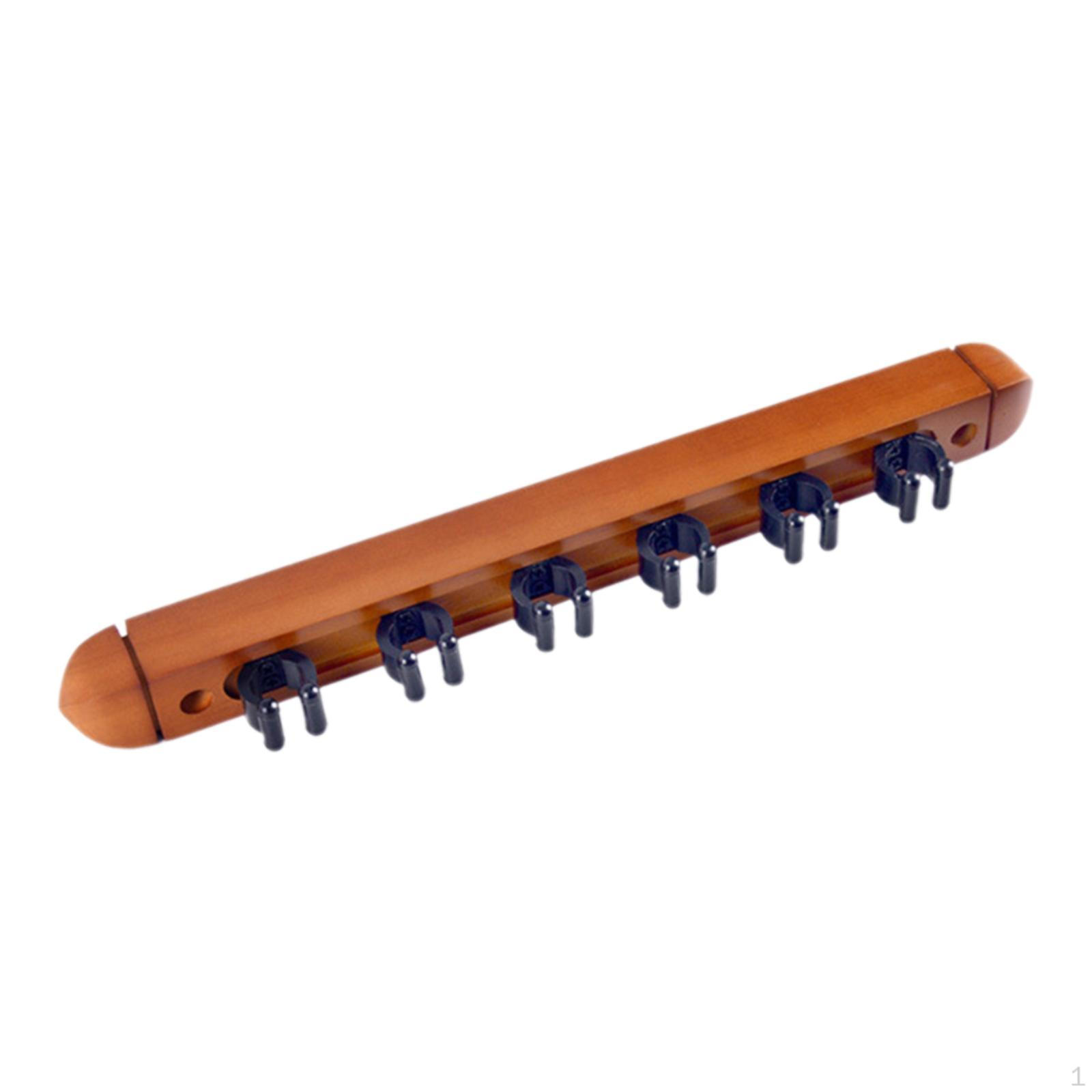

6 Place Pool Cue Holder Billiard Stick Wooden Rod Organizer Rest for Grilled color