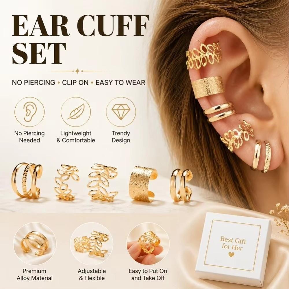 C-Shaped Clip Earrings Non-Piercing Ear Clip Earrings Gifts Jewelry Accessories Daily Wear