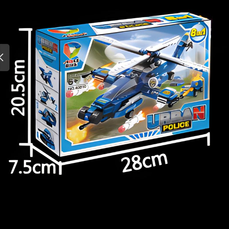 Serie 8in1 City Police Command Truck Building Blocks Policeman Robot Car Helicopter Model Bricks Toys for Children with Box