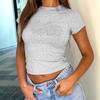 Xiyin Europe and the United States Popular Solid Color Round Neck Basic Short Sleeve Short T-shirt Women