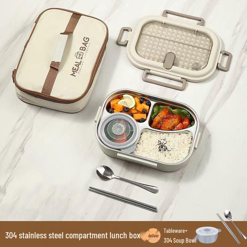 304 Stainless Steel Insulated Bento Lunch Box - Large Capacity, Food-Grade, Sealed Container for Students