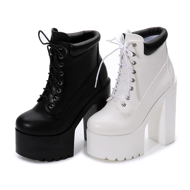 2025 Autumn Winter 14cm Thick Heel Super High Heel High Dance Runway Nightclub Knight  Short Boots Women's Shoes ZYW