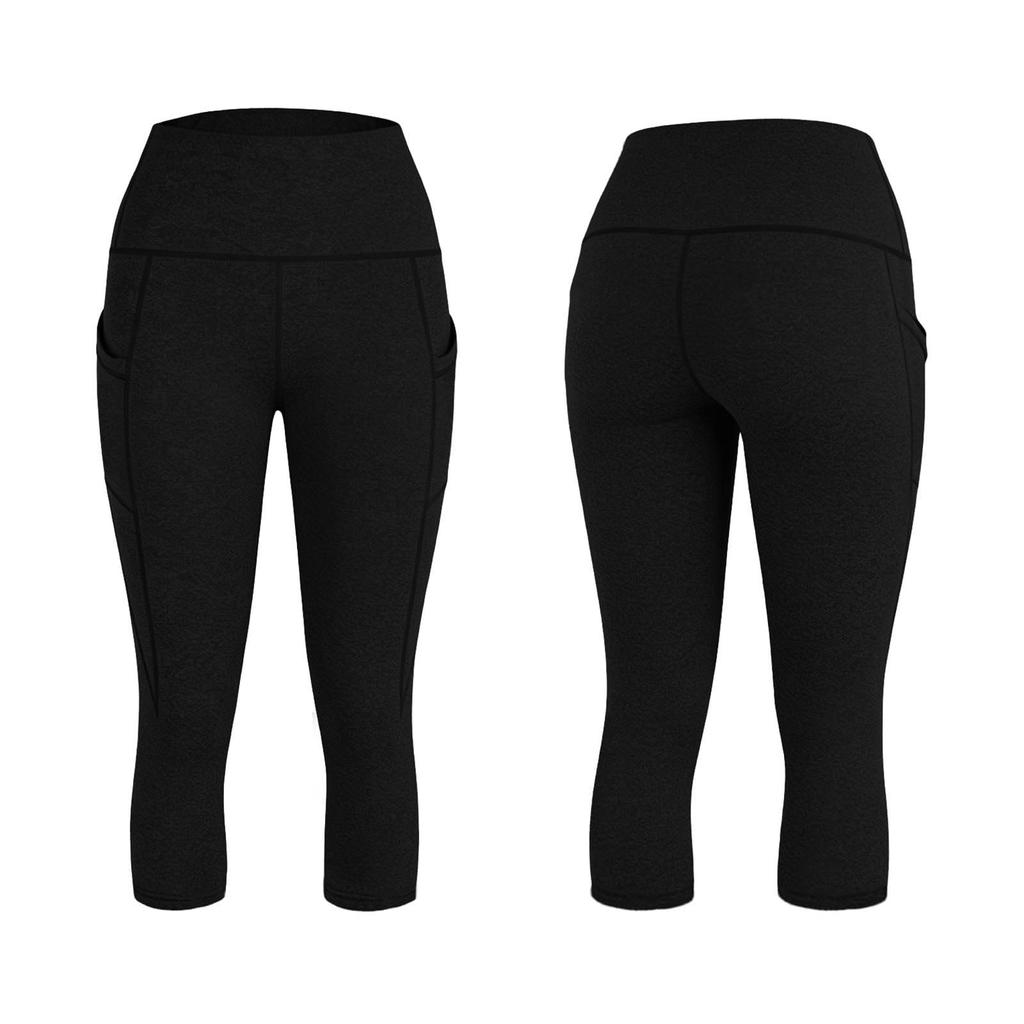High Waist Capri Leggings with Side Pockets for Women Stretchy Tummy Control Yoga Pants Athletic Wear