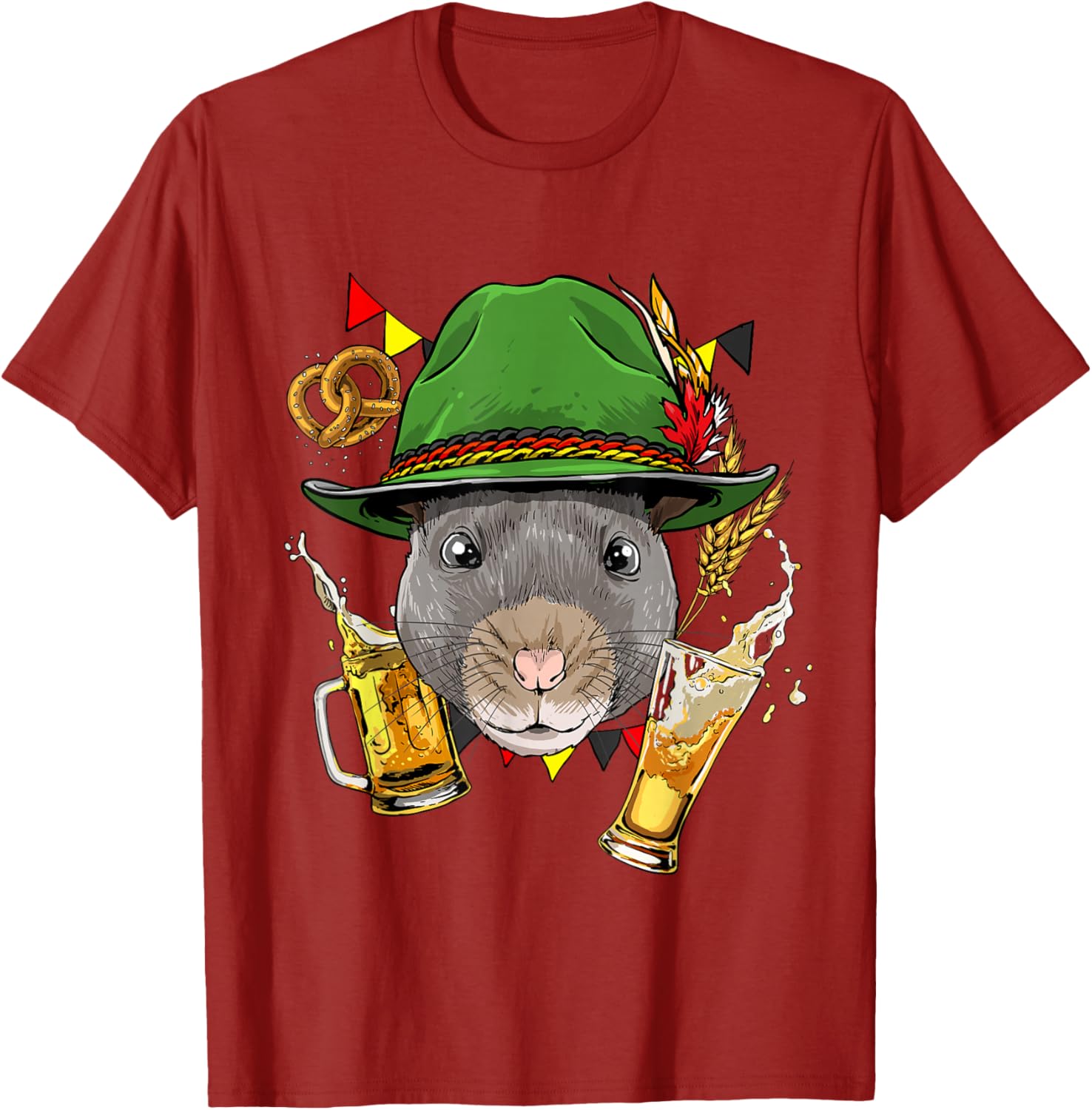 Rat Oktoberfest Beer Festival Bavarian Hat Graphic Print Men s Cotton T-Shirt Casual Trip S