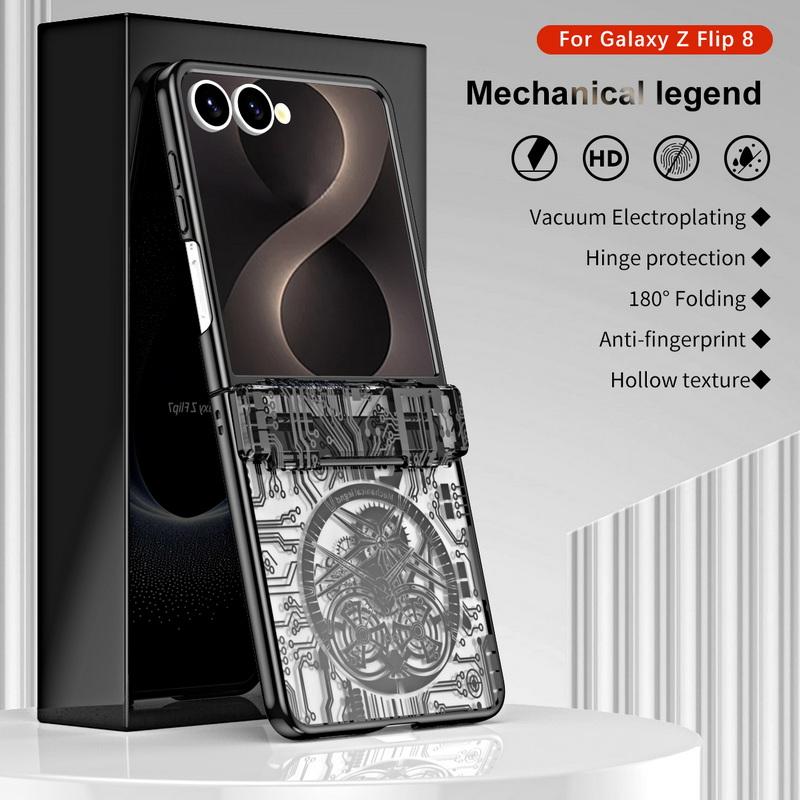 Mechine Circuit Pattern Plating Case For Samsung Galaxy Z Flip 8 7 FE 6 5 4 3 Hinge Protection Anti-drop Cover For Samsung Z Flip8 Flip7 Flip6