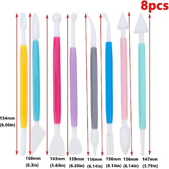 Antrader Cake Decorating Metal Ball Fondant Tool,Double Ended Sculpting Tools Set 8 PCS Clay Indentation Tools and 4 PCS Stainless Steel Dotting