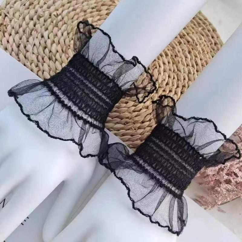 Cosplay Maid Elastic Decorative Wrist Cuffs All-match Detachable Cuffs for Girls
