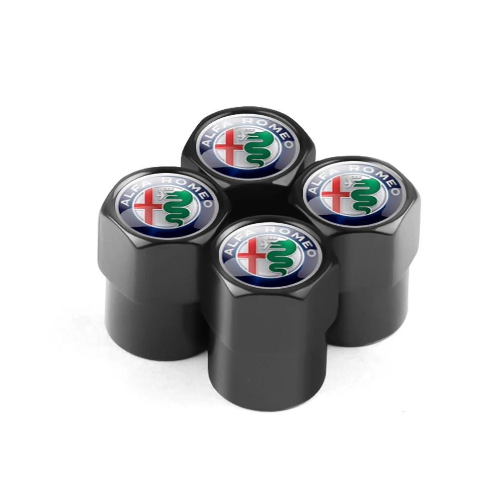 ZHA3 Car Wheel Tire Valve Caps Tyre Stem Caps Bolt-In For Alfa Romeo Giulia Stelvio Quadrifoglio Giulietta 156 159 147 Mito Tonale GT