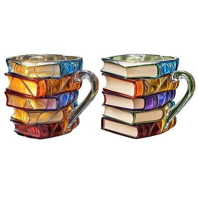 Tasse à café Livres Peints 3D Nouveauté Tasse à café Pile de Livres Unique Tasse à thé Collection Cadeaux