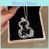 New Chinese Style Zircon Gourd Leaf Necklace For Women With Elegant Floral Pendant