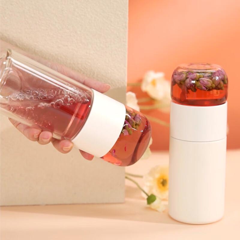 Jiu Tian Portable Double Wall Tea Infuser Glass Mug