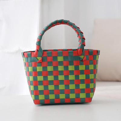 Plastic Woven Simple Vegetable Basket Hand Held Grocery Shopping And Storage Bag
