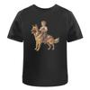 Boy Riding Gerunisex Shepherd Dog Cotton T Shirt Ta049482