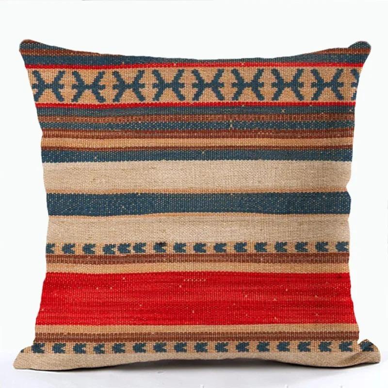 Vintage Kilim Cushion Cover Boho Ethnic Geometric Throw Pillowcase Peach Skin Decorative Pillow For Sofa Living Room Home Decor