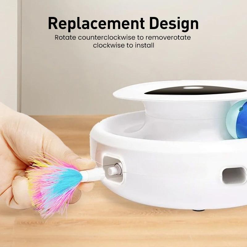 2 In 1 Smart Cat Automatic Feather Fun Ball Toy 5 Modes Electronic Interactive Pet Toys