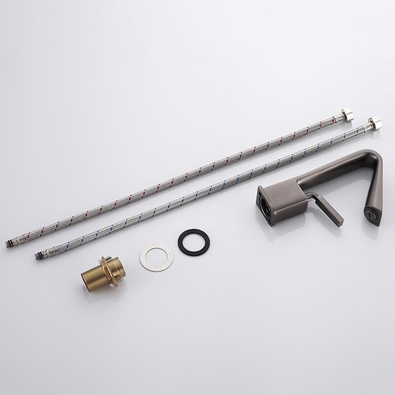 Badezimmerarmatur Messing Gold Weiß Badezimmerwaschbeckenarmatur Kalt- und Warmwassermischer Spültischarmatur Aufputz Schwarz Grau Armatur