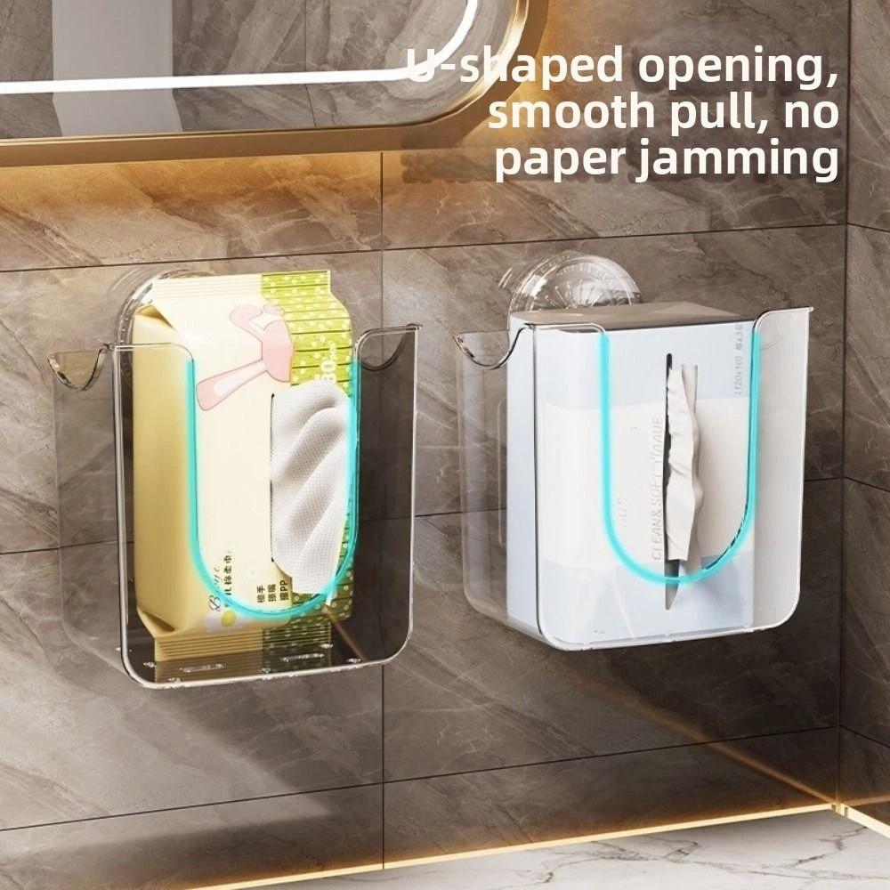 Plastic Wet Wipes Storage Box Punch-Free Tissue Storage Box Wipes Holder  for Bathroom