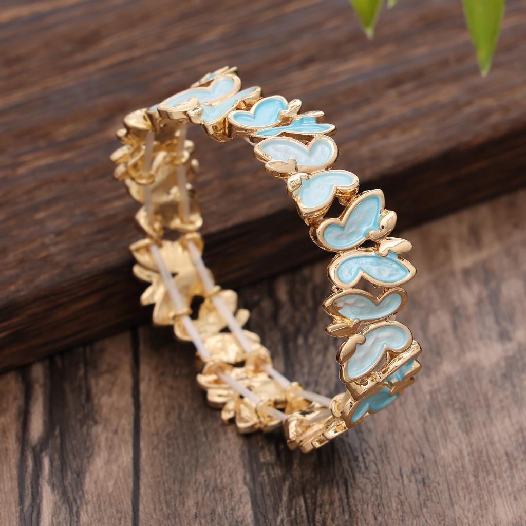 Colorful Paint Oil Butterfly Fluttering Elastic Bracelet. Fresh and Elegant Women's Versatile Butterfly Alloy Necklace.