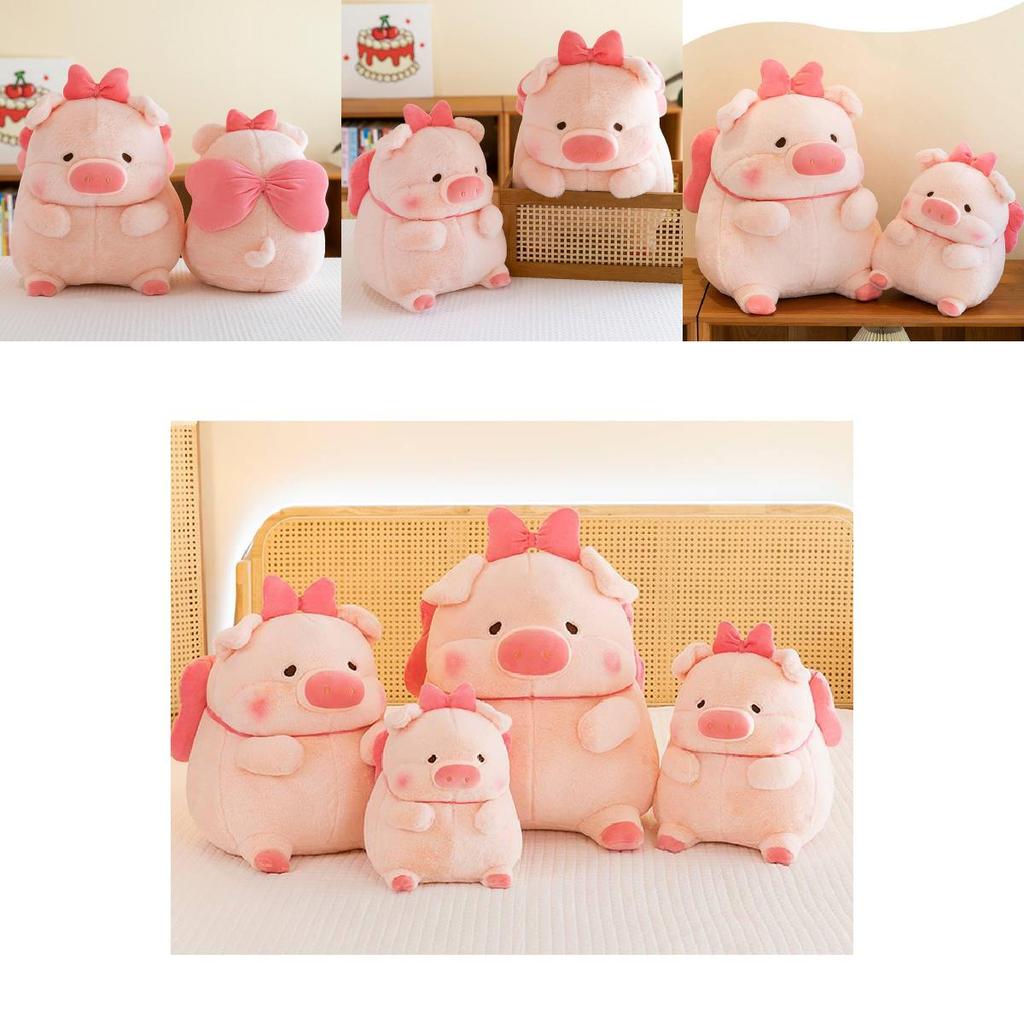 Adorable Pink Pig Plush Toy With Bow Perfect For Birthday Gifts And Collectibles