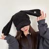 Winter Warm Cap Plush Hat with Rabbit Ears Soft Breathable Furry Baseball Hat Women Headdress Outdoor Activity Headgear