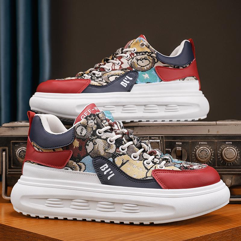 

Новые мужские вулканизированные туфли, новые мужские спортивные туфли на толстой подошве, повседневные, на шнуровке, с универсальным узором, персонализированные туфли на все времена года 39