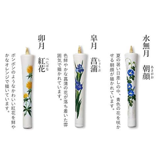 Daiyo Illustrated Candles, Floral Set A for the Twelve Months