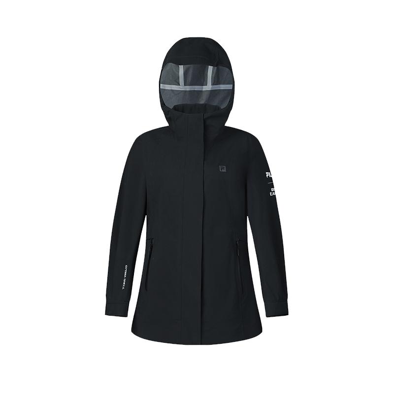 Fila Moisture Wicking Hooded Two Piece Inner Liner Waterproof Windproof Warm Jacket Women Jacket Deep-Black A11W447907FBK