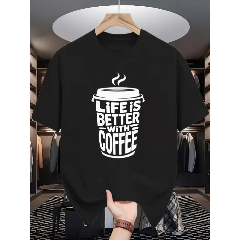 Coffee Lover  Life Is Better with Coffee  Fun Lifestyle Set  Coffee Cup with  Life Is Better with Coffee  Printed Short-Sleeve T-Shirt for Men S чёрный