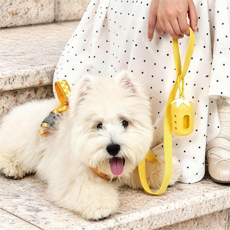 Clip On Dog Walking Poop Bag Case with Refillable PVC Dispenser, 15 Bag Waste Bag Dispenser for Daily Leash and Bag Carry