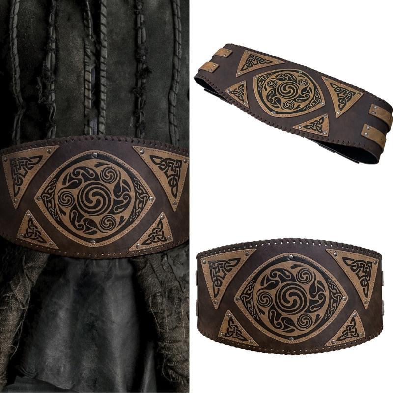 Medieval Wide Belt for Cosplay Parties Costume Girdle Embossed Corset Belt Stage Shows Corset Belt Role Play Waiststrap