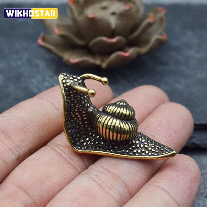 Vintage Teeschnecken-Ornament aus reinem Kupfer, Mini-Schneckenfigur, Tee-Haustier-Teezeremonie-Kollektion, Dekoration für den Schreibtisch