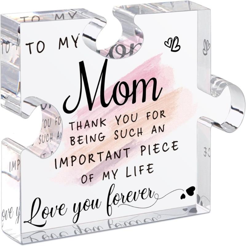 Engraved Acrylic Block Puzzle Piece Desk Display Gift for Mom Grandma Wife on Mothers Day from Daughter Son
