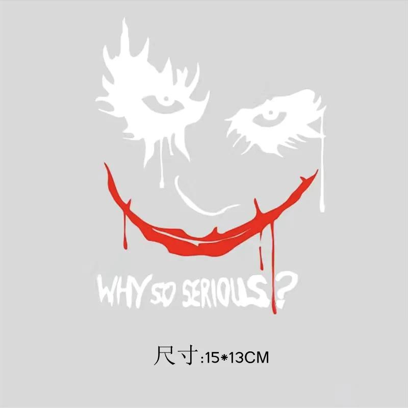 Warum so ernst? Halloween Autoaufkleber Filmdialoge Joker Persönlichkeit Kreative Buchstaben Dekorative Lampen Augenbrauen Vinyl Aufkleber