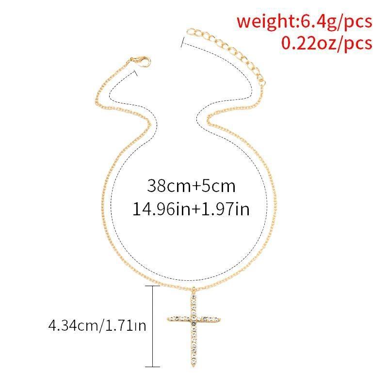 Wind Cross Necklace Personality Niche Diamond Jewelry Alloy Simple Pendant Female