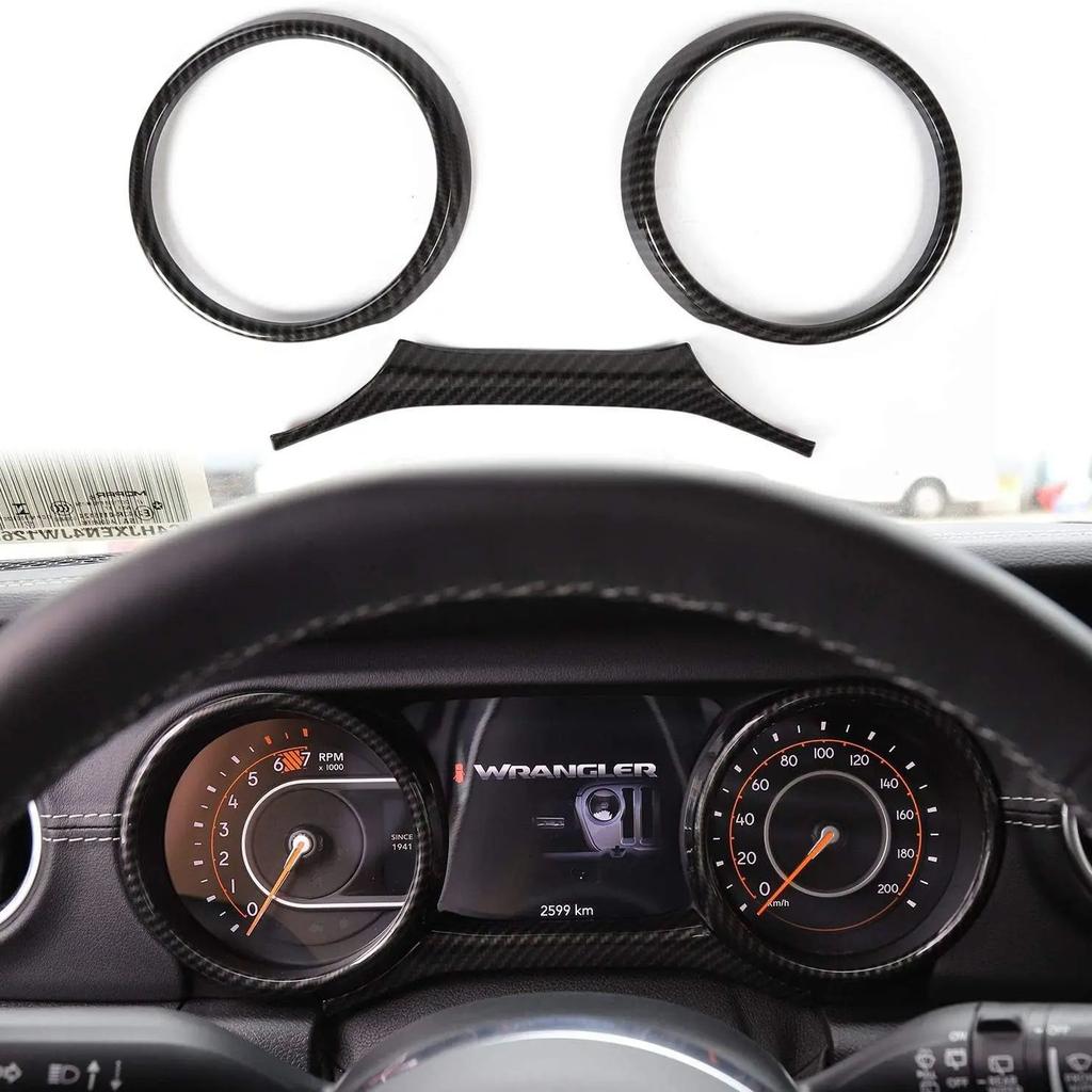 Panel Gauges Trim Ring Cover for Jeep Wrangler JL JLU Gladiator JT 2018-2025 Black Carbon Fiber Interior Accessories 3pcs