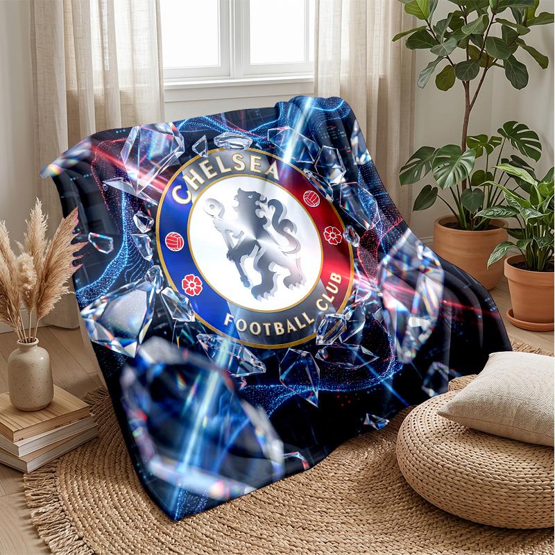 Chelsea FC Theme Blanket Soft Flannel Blanket Plush Throw Blanket Cozy Sofa Bed Blanket for Home Decor