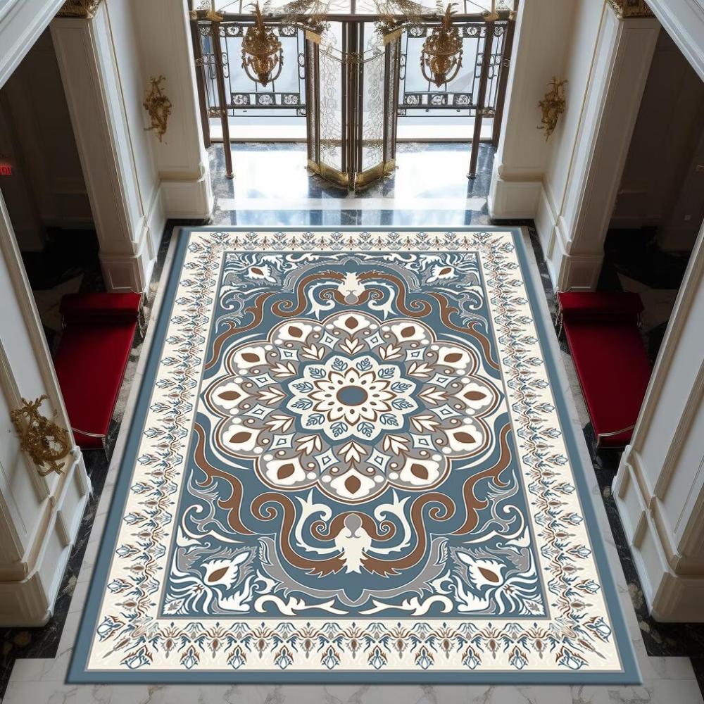 

Luxury American Persian Style Rug Boho Chic Living Room Carpet Non Slip Sofa Coffee Table Mat European Bedside Floor Decor 40x60CM