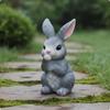 3 Pieces Hare Figurine Adorable Miniature Statue for Courtyard, Lawn, Bonsai