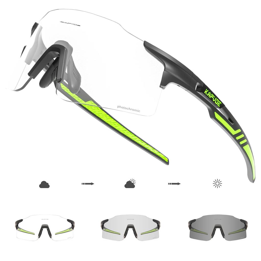 Kapvoe Photochromic Cycling Glasses MTB Cycling Sunglasses Outdoor Bike Eyewear Sports Glasses UV400 Bicycle Goggles Eyepieces
