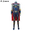 P-Jsmen Thor Love and Thunder Cosplay Costume TVMovie Superhero Suit Halloween Felt Sleeves Costumes with Cape for Kids Adult