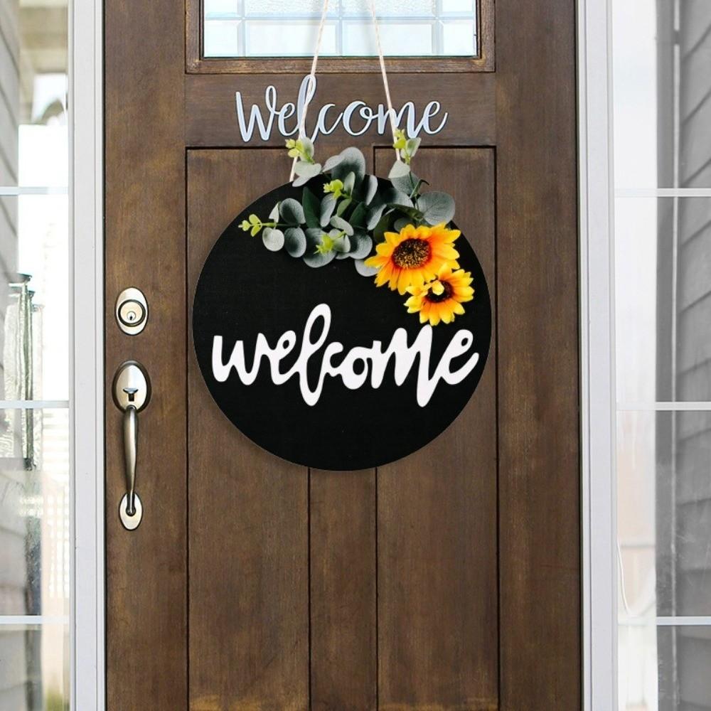 30cm Wooden Welcome Sign Sunflower Wall Art Personalized Door Wreath  Home Decor