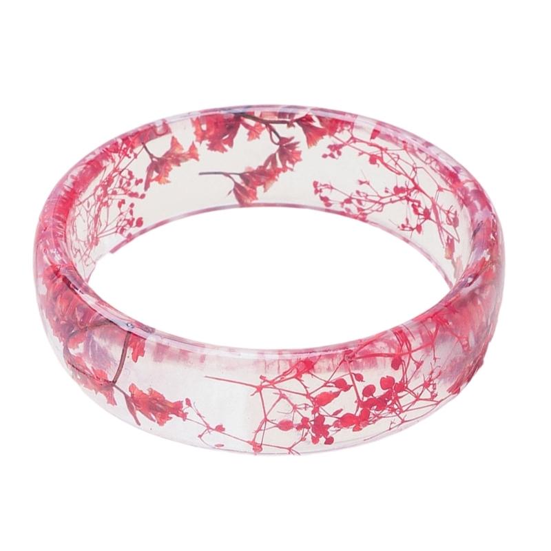 Elegant Resin Bangle With Preserved Flowers Comfortable Dried Flower Wristband For Women Fashion Jewelry Gift