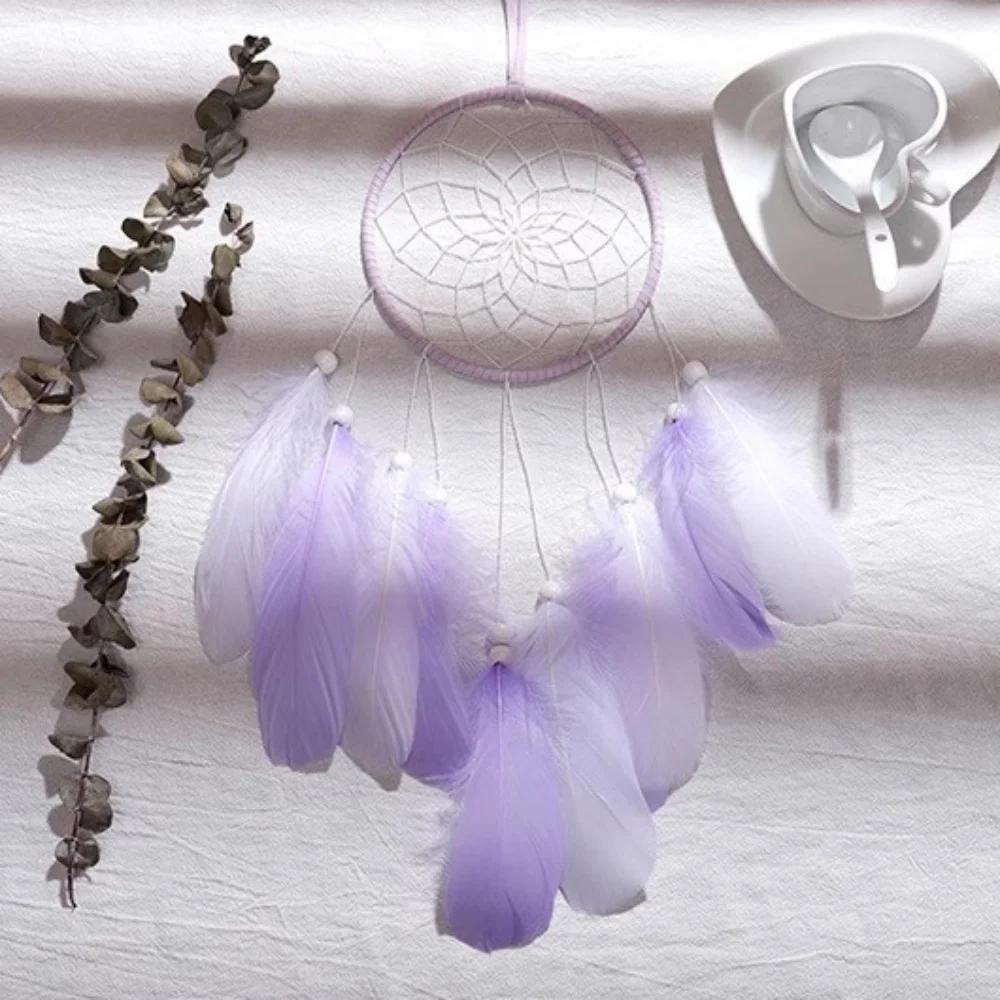 Pink Purple Hanging Drop Feathers Dream Catcher Hangings Fairy Tales Ornaments Girl Gifts Cute Home Decorations Bedroom Decor