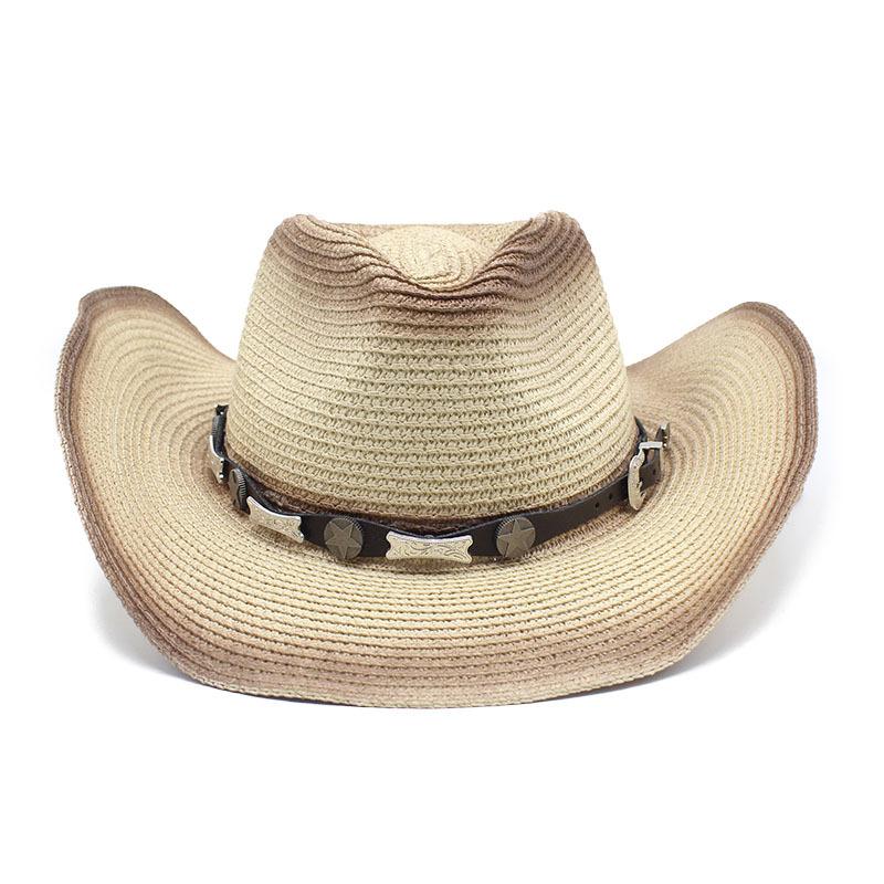 

2022 Spring And Summer Men S And Women S Hemming Jazz Cowboy Straw Hat Top Hat Knight Hat Wind Hat Seaside Beach Hat M（56-58cm）