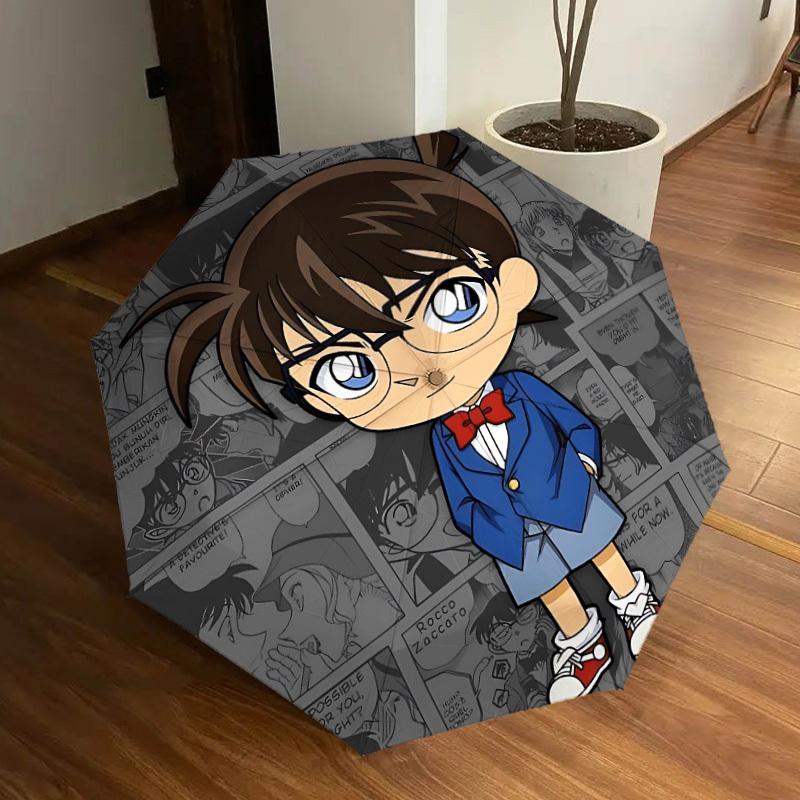 1pc Detective Conan Automatic Folding Umbrella - Compact 8-Rib Design, Durable Plastic & Iron, Lightweight for Outdoor Daily Use, a0929218