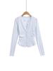 Women's Slim-Fit Korean Style Waist-Cinching Long-Sleeve Cardigan and Sheer Vest Set