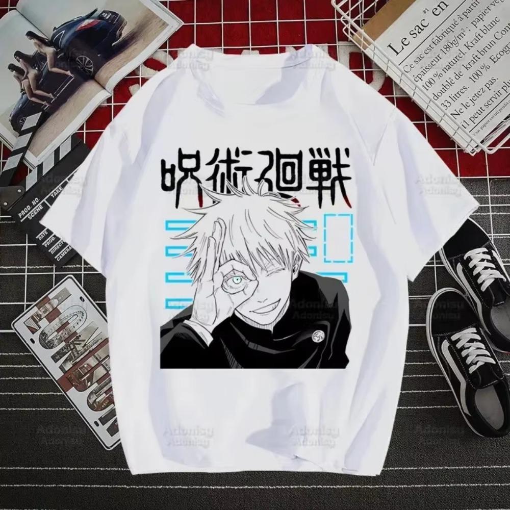 Gojo Satoru Jujutsu Kaisen Otaku Harajuku Herren T-Shirts Tees Shirt Tops Design Kurzärmlig Ästhetisches Anime T-Shirt